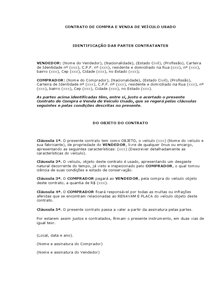 CONTRATO DE COMPRA E VENDA DE