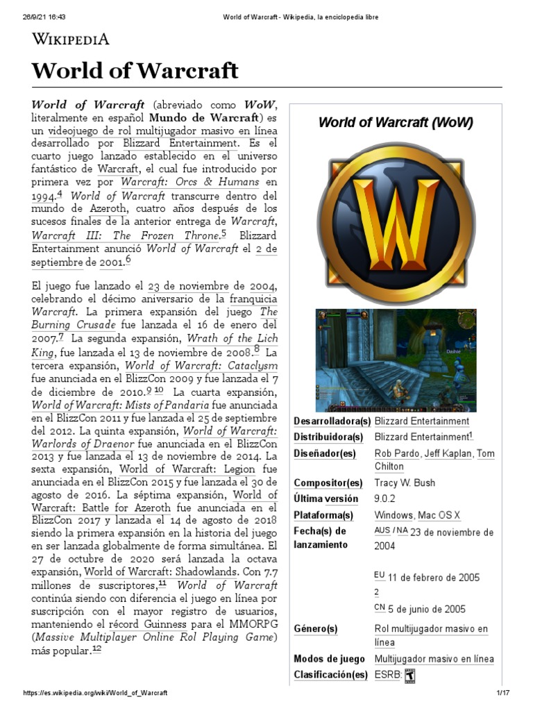 WORLD OF WARCRAFT WIKIPEDIA intelligence overview