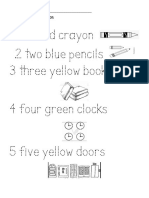 1one Red Crayon 2 Two Blue Pencils 3 Three Yellow Books 4 Four Green Clocks