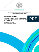 Informe de Contraloría Sobre Servicio de Salud Metropolitano Occidente