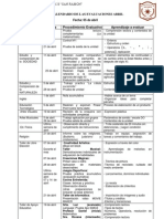 Calendario de Evaluaciones 8º Bas.