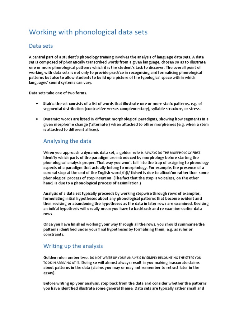Analyzing Phonological Data Sets | PDF | Phonology | Morphology ...
