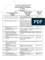 5° Grado Tabla de Contenidos de Guía de Estudios