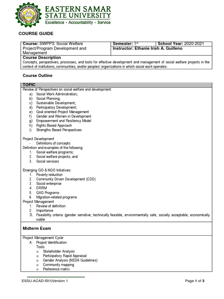Course Guide Swpp3 E Guilleno New Template Pdf Test Assessment Project Management