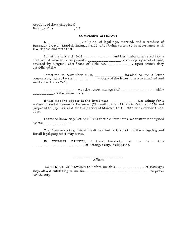 Complaint Affidavit For Falsification | PDF