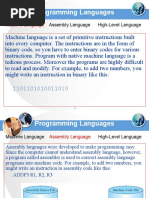 Programming Languages: Assembly Language High-Level Language