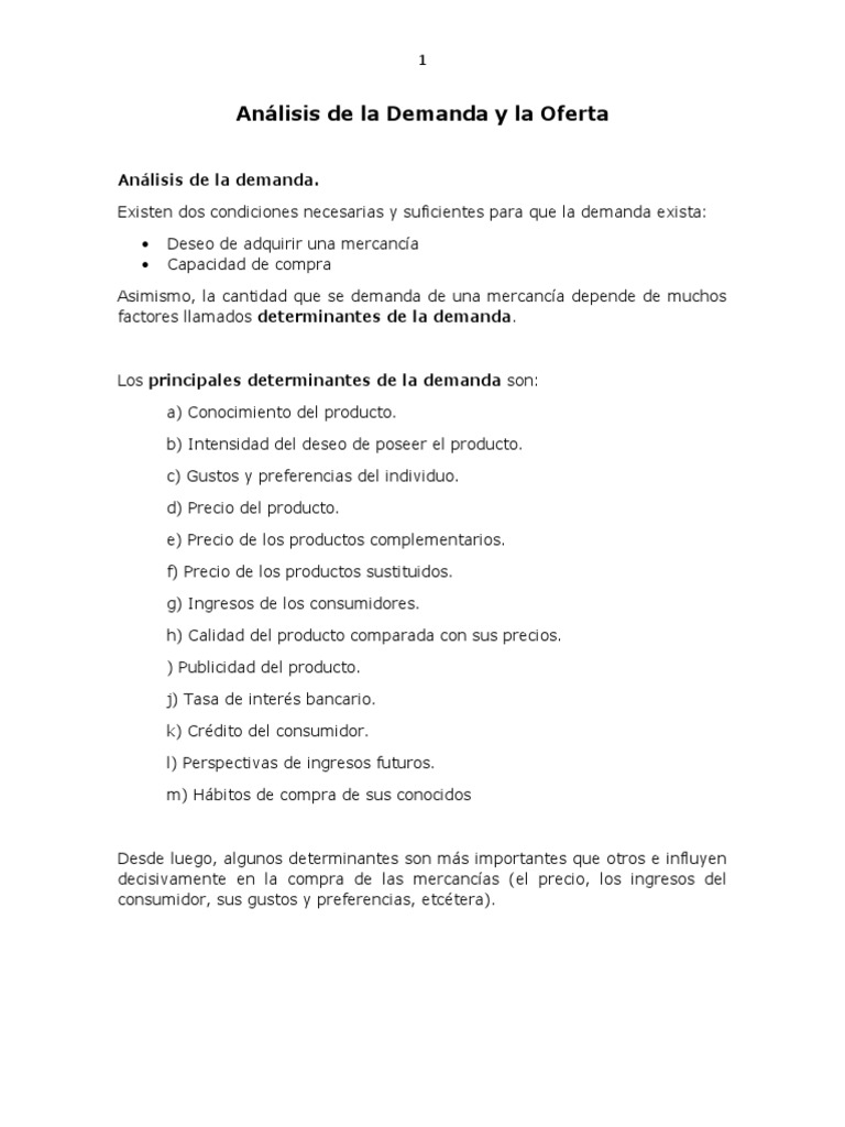 Análisis de Demanda y Oferta en Marketing | PDF | Oferta (economía ...