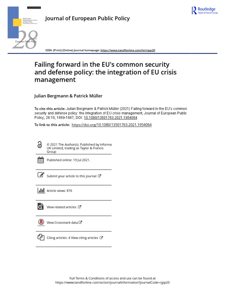 Failing Forward in The EU S Common Security and Defense Policy The ...