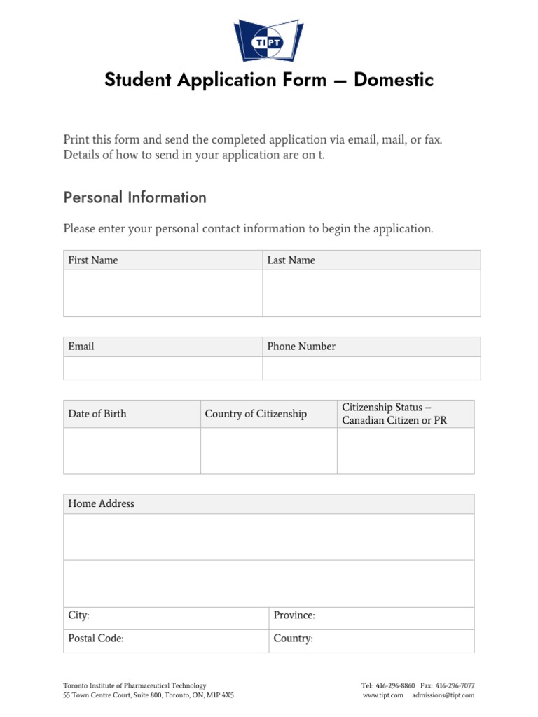 TIPT Application - Domestic | PDF | Fee