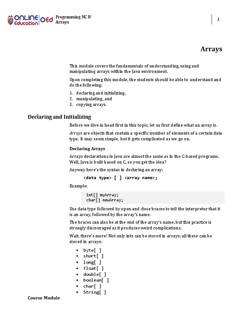 Week 005-006 - Module Arrays | PDF | Array Data Structure | Array Data Type