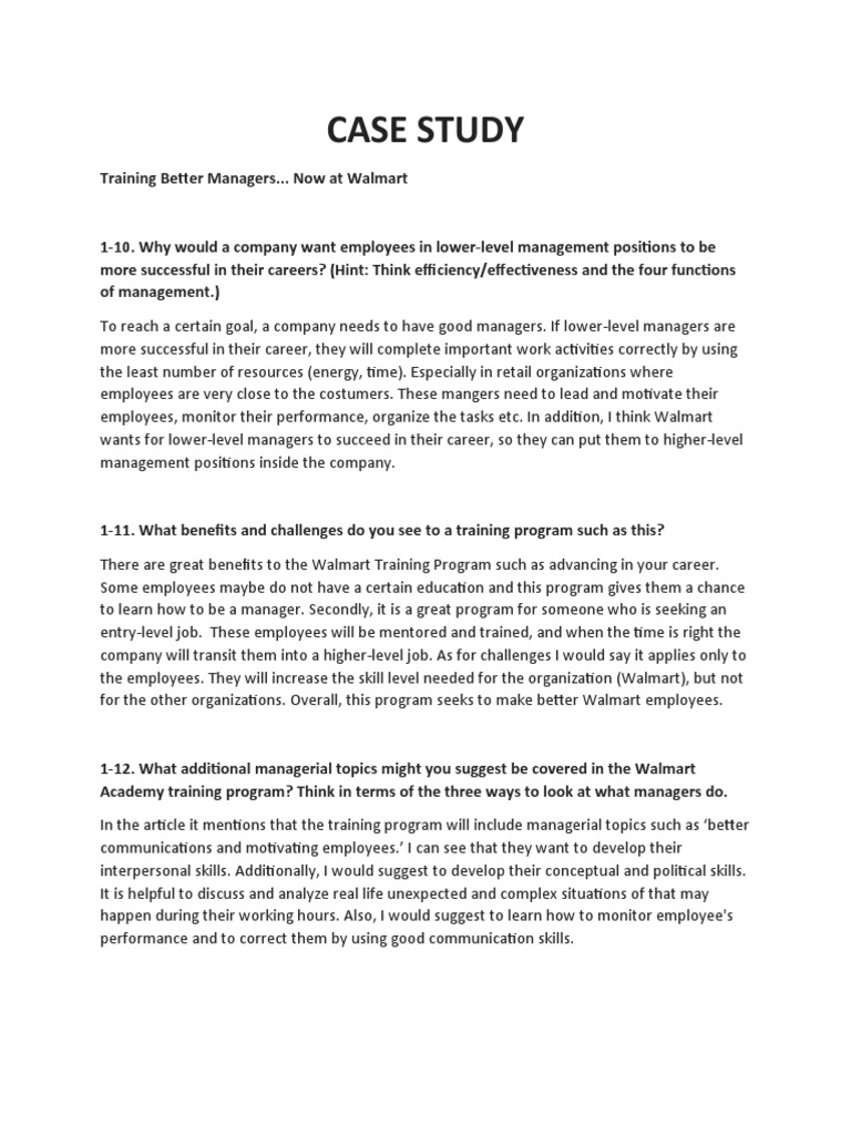 Walmart's Training Program for Managers | PDF | Employment | Cognition