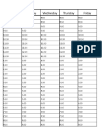 Weekly schedule grid with half-hour intervals