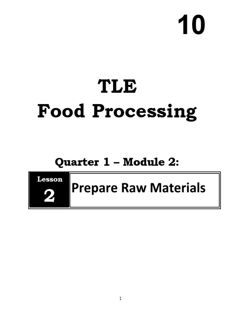 TLE Food Processing Prepare Raw Materials PDF Pickling Foods