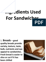 Ingredients Used For Sandwiches