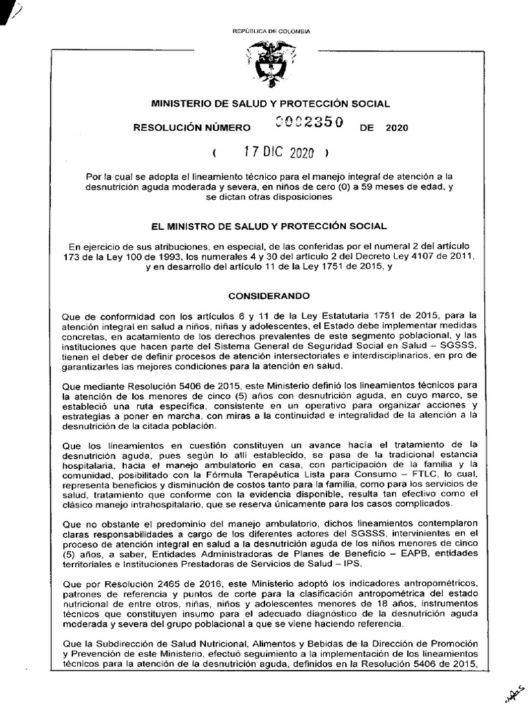 Resolución No. 2350 de 2020 | PDF