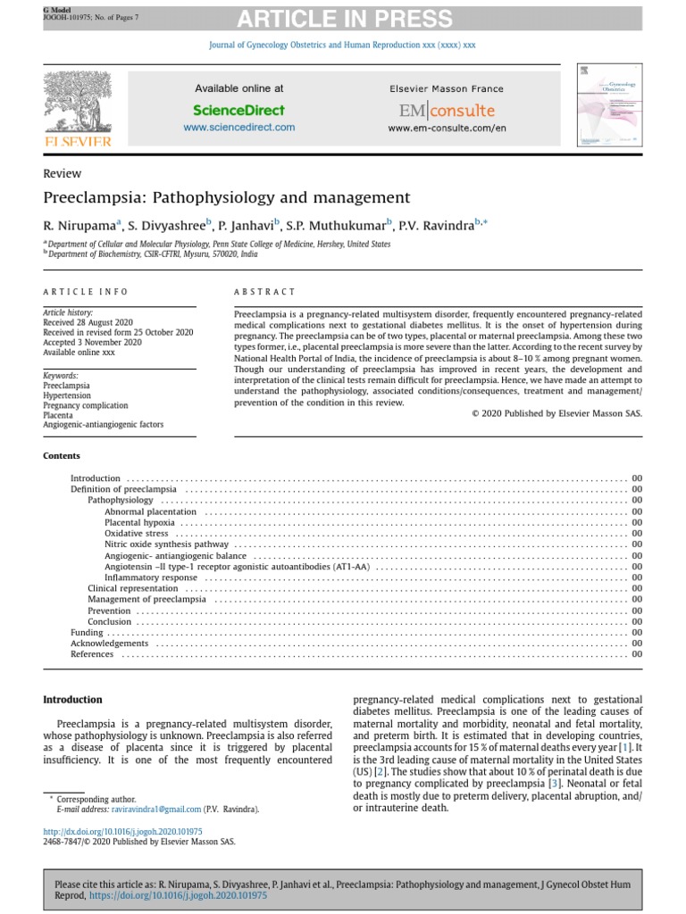 Preeclampsia Pathophysiology and Management | PDF | Vascular ...
