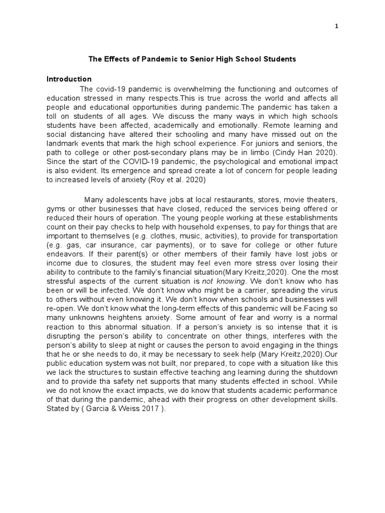 Pandemic Impact on Senior High Students | PDF | Educational Technology ...