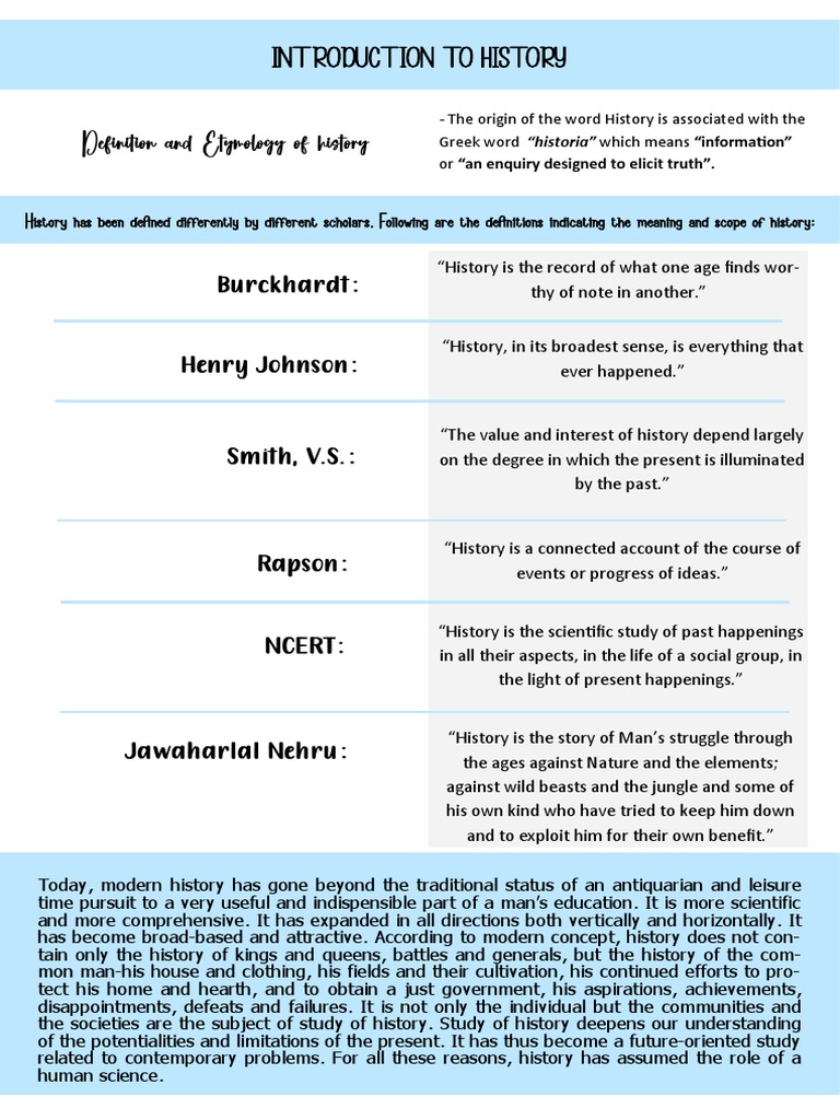 Definition and Etymology of History Int Roduct Ion To History PDF