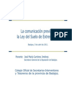 COMUNICACIÓN PREVIA EN LA LEY DEL SUELO_José Mª Cumbres_Secretario General Diputacion