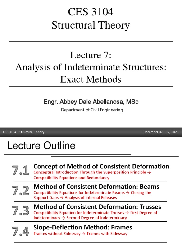 Indeterminate Structures Analysis Methods | PDF | Beam (Structure) | Force