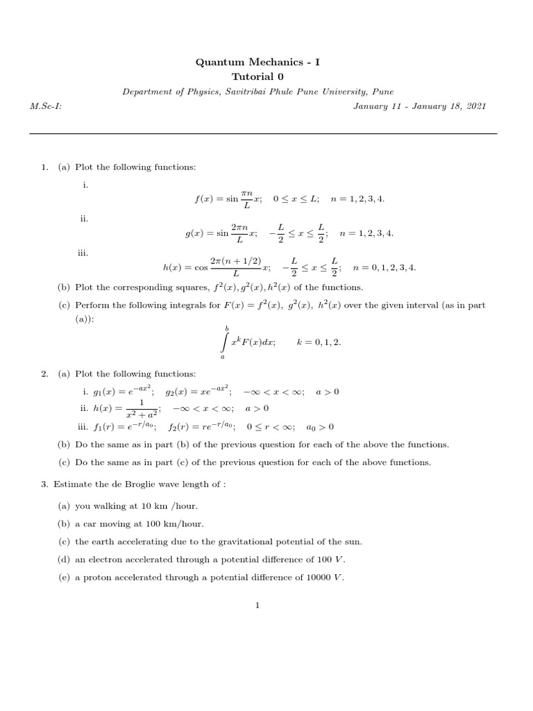 Qm Tuts Pdf Electron Wave Function