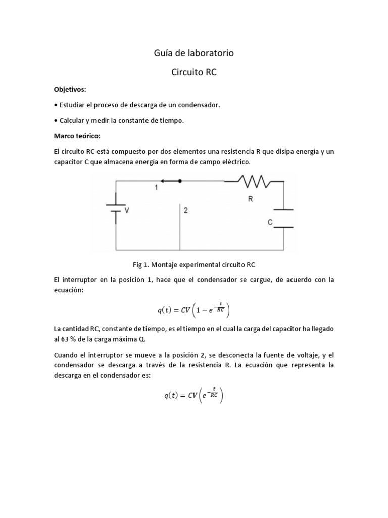 Estudio de Circuito RC en Protoboard | PDF | Métodos y materiales de ...