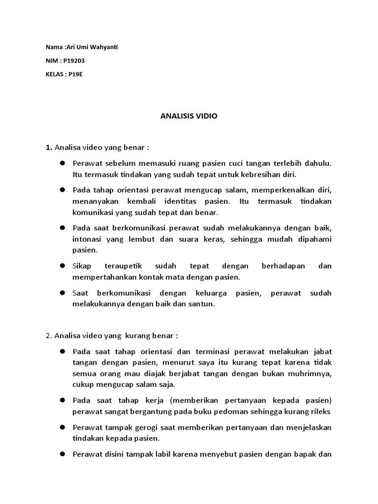 Analisis Komunikasi Perawat dalam Video | PDF