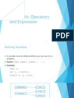 Arithmetic Operators and Expression