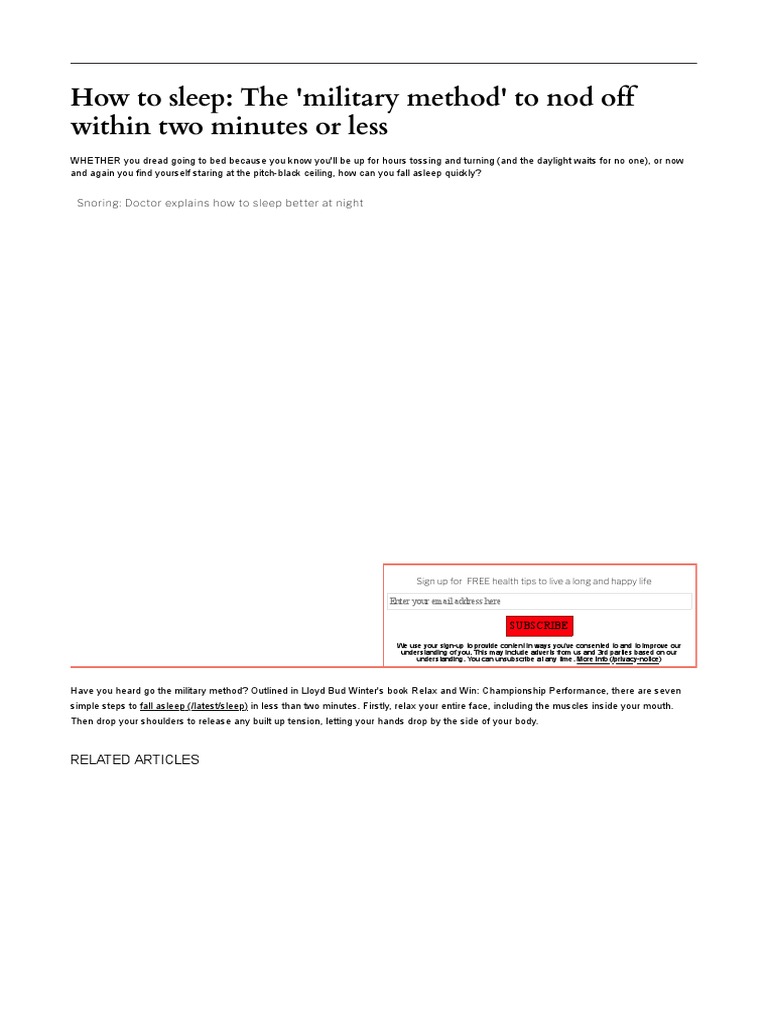 How To Sleep The 'Military Method' To Nod Off Within Two Minutes or