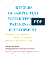 Portfolio of Sample Text With Different Patterns of Development