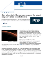 CORDIS - Article - 430629 Clay Minerals in Mars Crater Suggest The Planet May Have Once Been Habitable - en