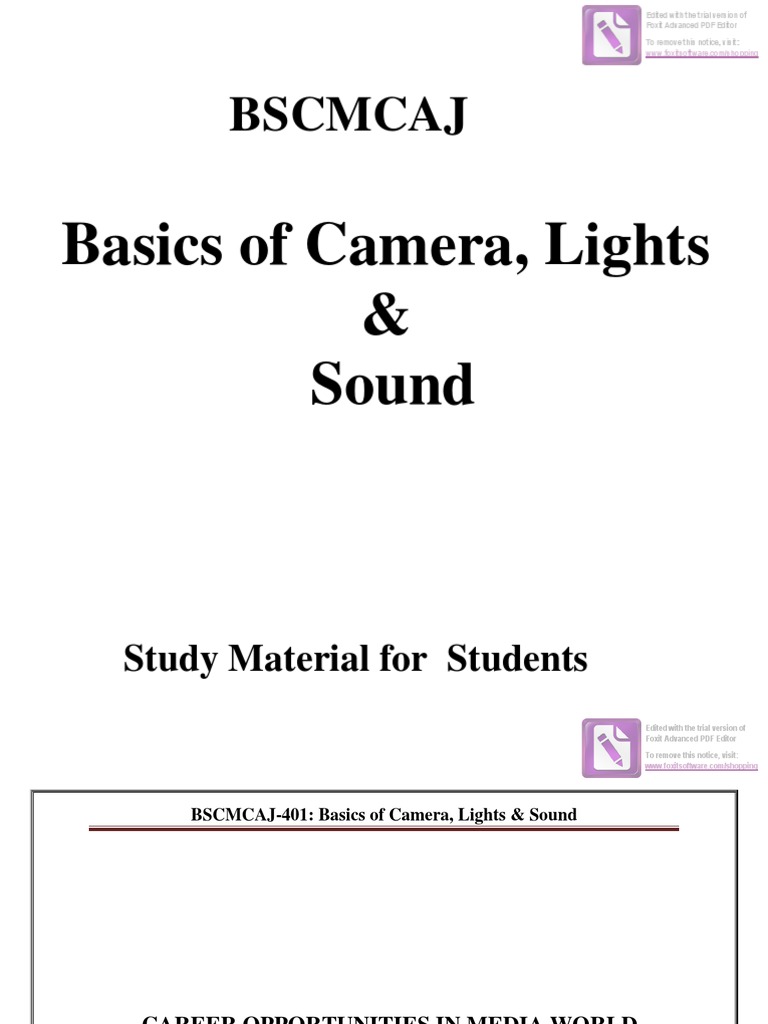 Camera, Lighting, and Sound Basics | PDF | Camera | Image Resolution