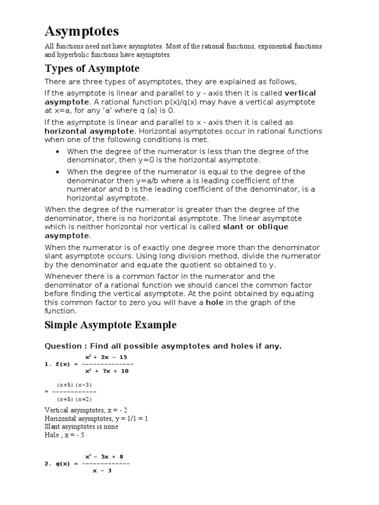Understanding Asymptotes and Expansions | PDF | Asymptote | Fraction ...