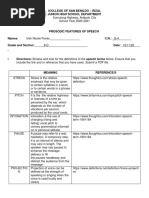 Prosodic Features of Speech Worksheet No. 1