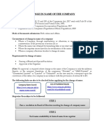 Change in Name of The Company: Stepwise Procedure To Be Followed: Step 1