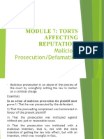 Malicious Prosecution and Defamation