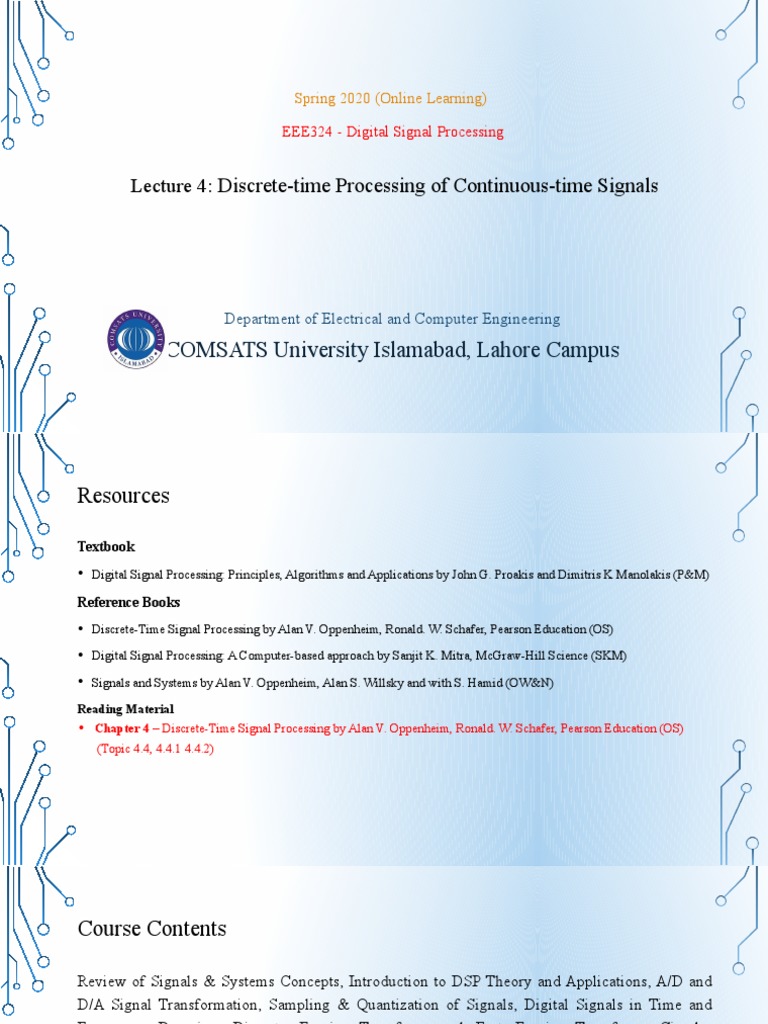 Lecture 4-Discrete-Time Processing of Continuous-Time Signals (Online ...