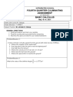 Fourth Quarter Culminating Assessment Basic Calculus: Integrated School