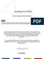 Methodology For TESOL: Second Language Teaching Methods