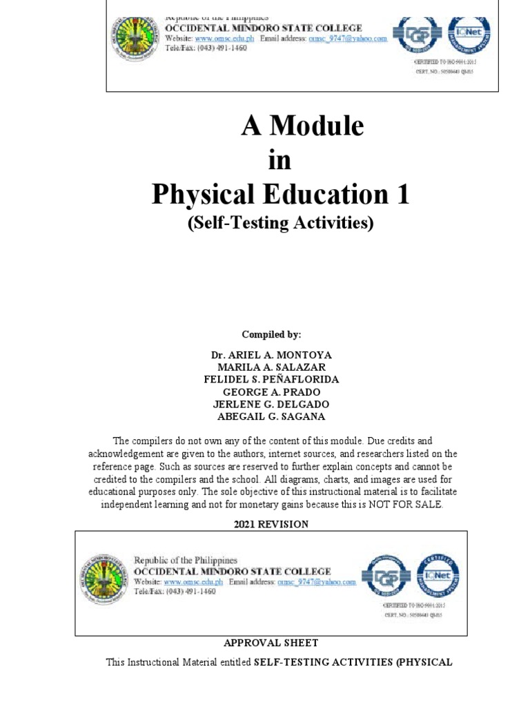 Pe 1 Module Pdf Pdf Physical Fitness Muscle