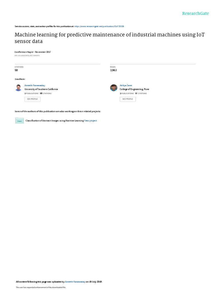 Machine Learning For Predictive Maintenance Of Industrial Machines