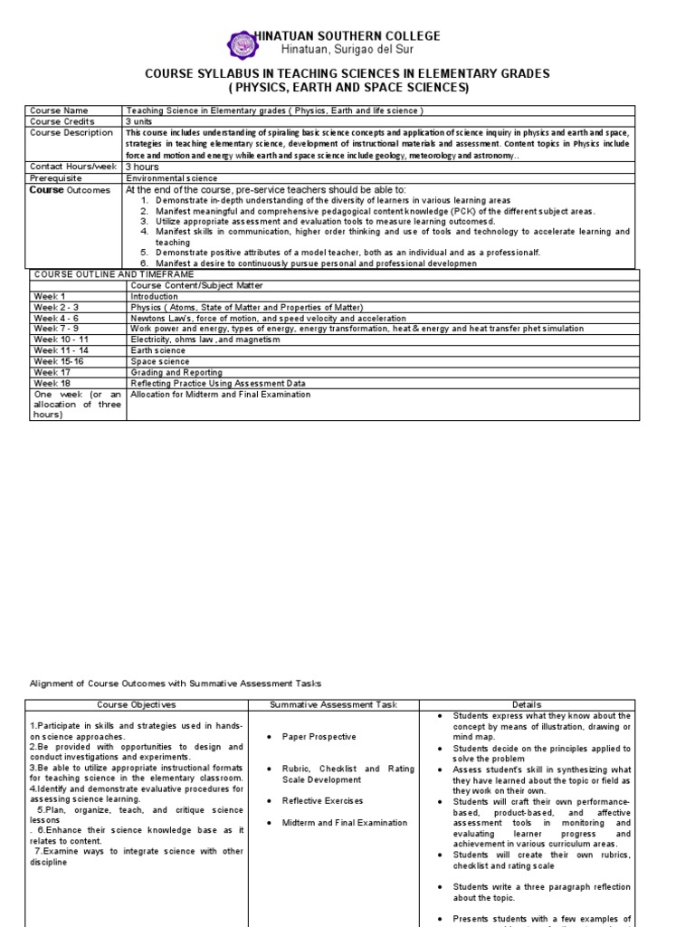 Teaching science in elementary grades physics earth and space science