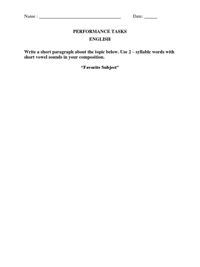 English Performance Task | PDF
