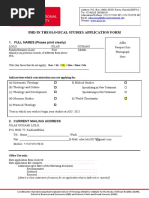 PHD Theology Application Form