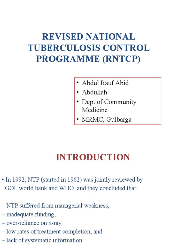 Revised National Tuberculosis Control Program | PDF