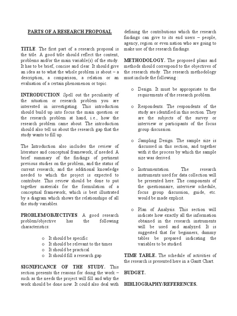 Essential Components of Research Proposals | PDF | Cognition | Methodology