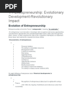 1.1 Entrepreneurship: Evolutionary Development-Revolutionary Impact