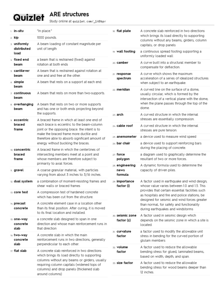 Structural Engineering Terminology Guide | PDF | Beam (Structure) | Bending