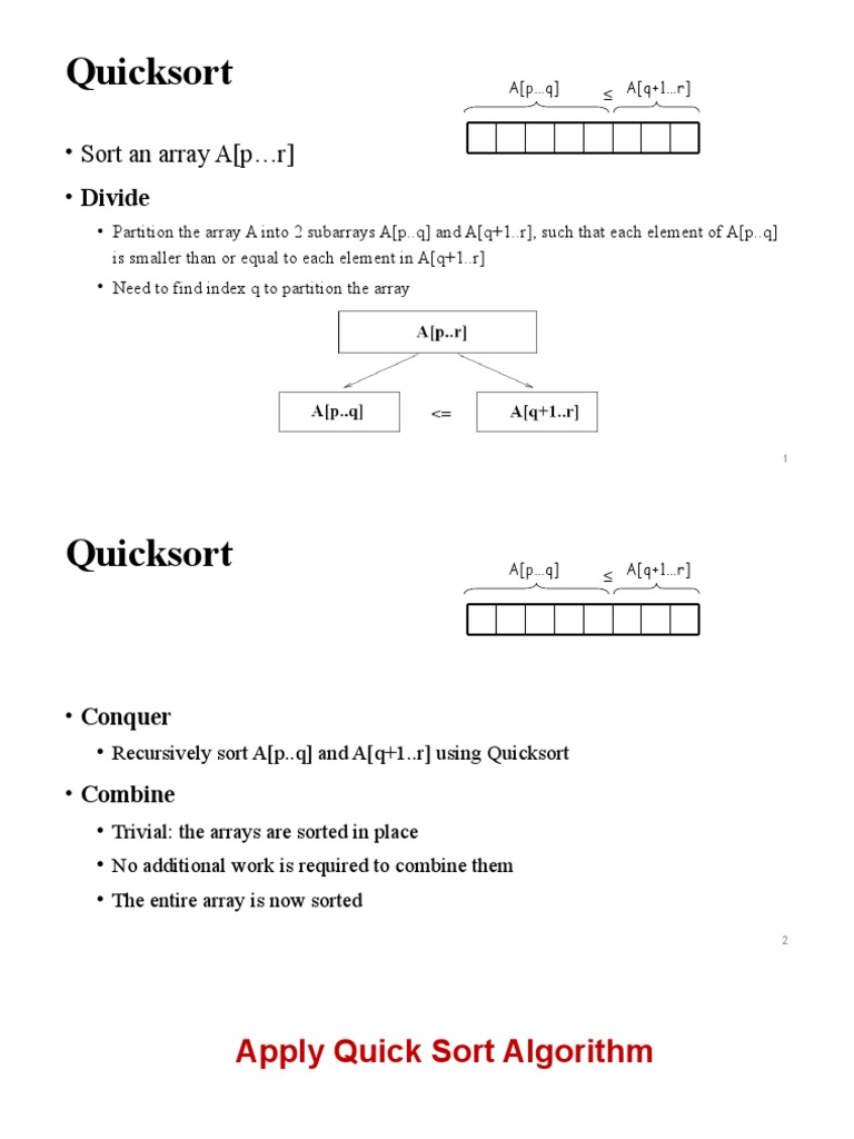 Quicksort algorithm explained in steps | PDF | Computing | Combinatorics