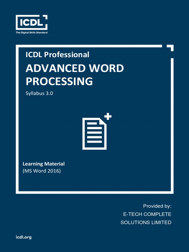 African ICDL Advanced Word Processing 2016 3.0 - Learning Material ...